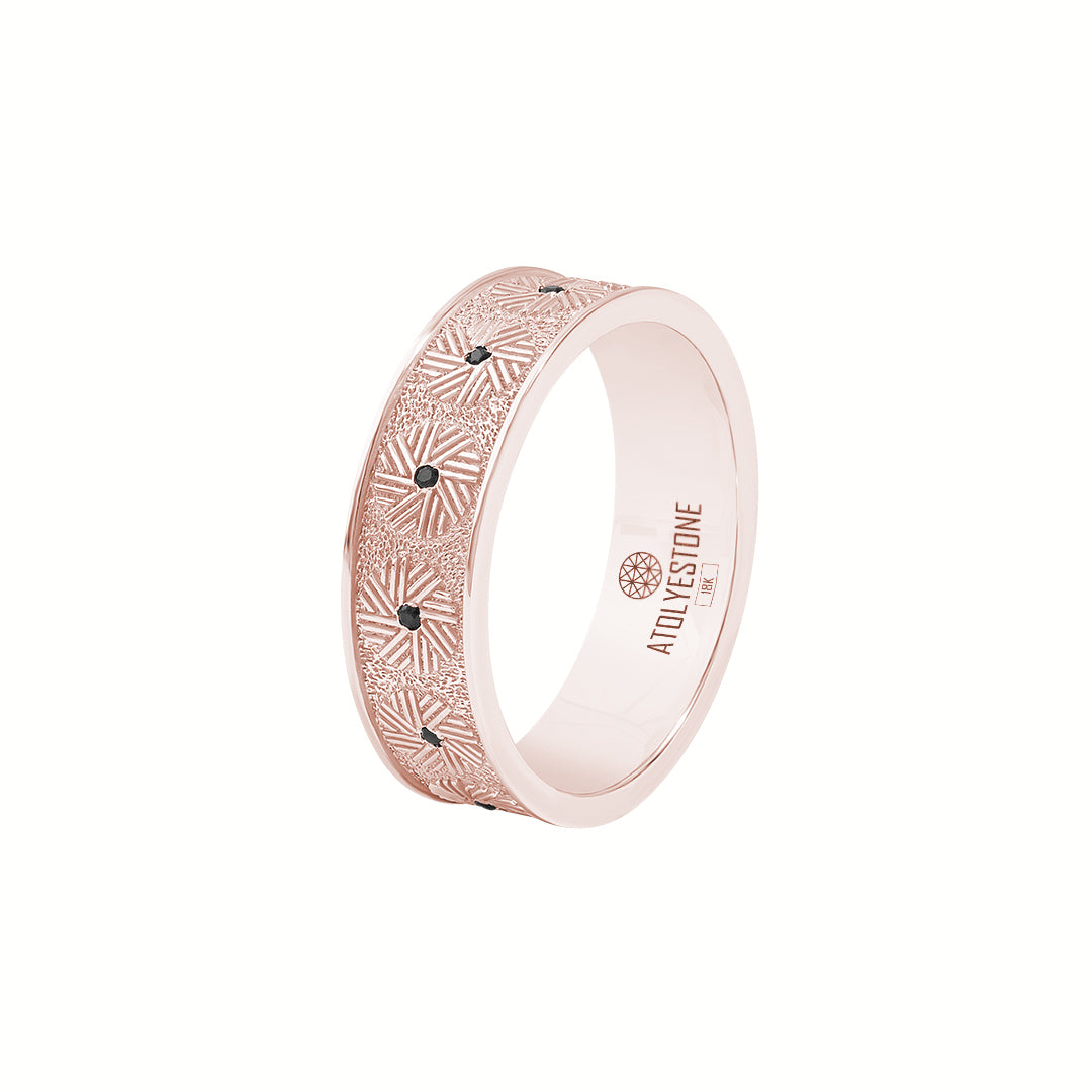 Men's Solid Gold Millstone-Inspired Wedding Band Ring - Atolyestone