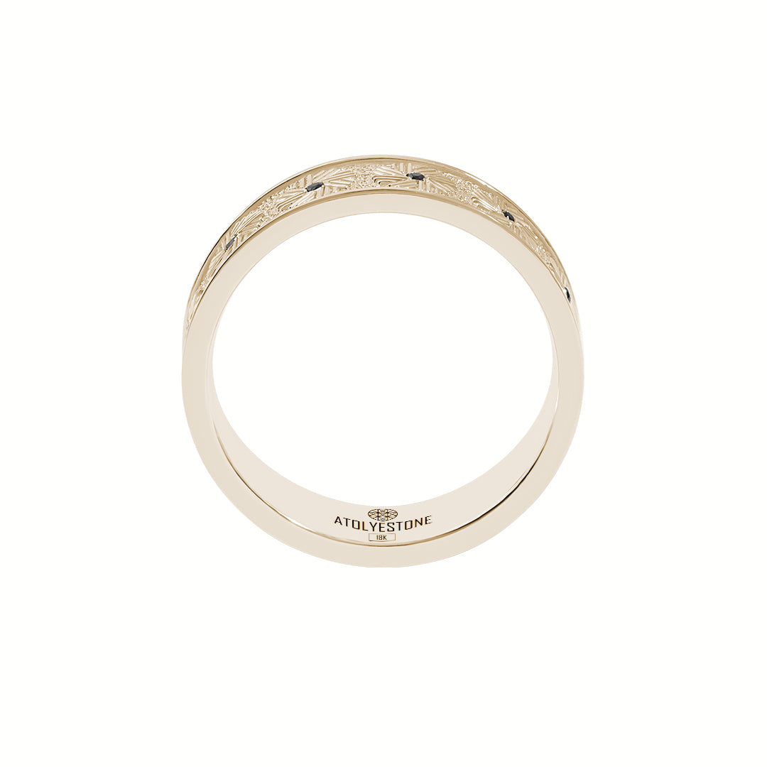 Real Yellow Gold Pave Millstone Band Ring for Men
