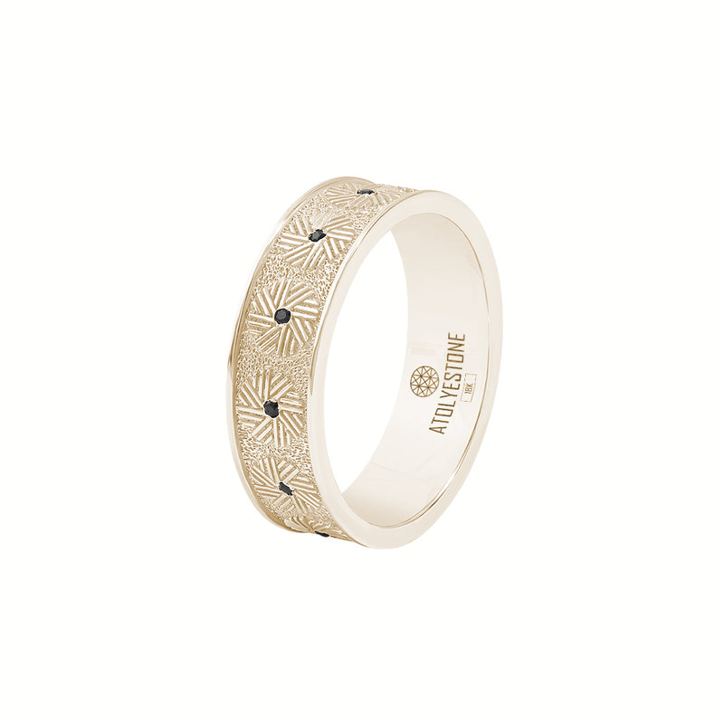 Men's Real Yellow Gold Millstone-Inspired Wedding Band Ring