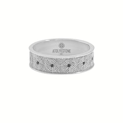 Men's 925 Sterling Silver Millstone-Inspired Black Diamond Band Ring