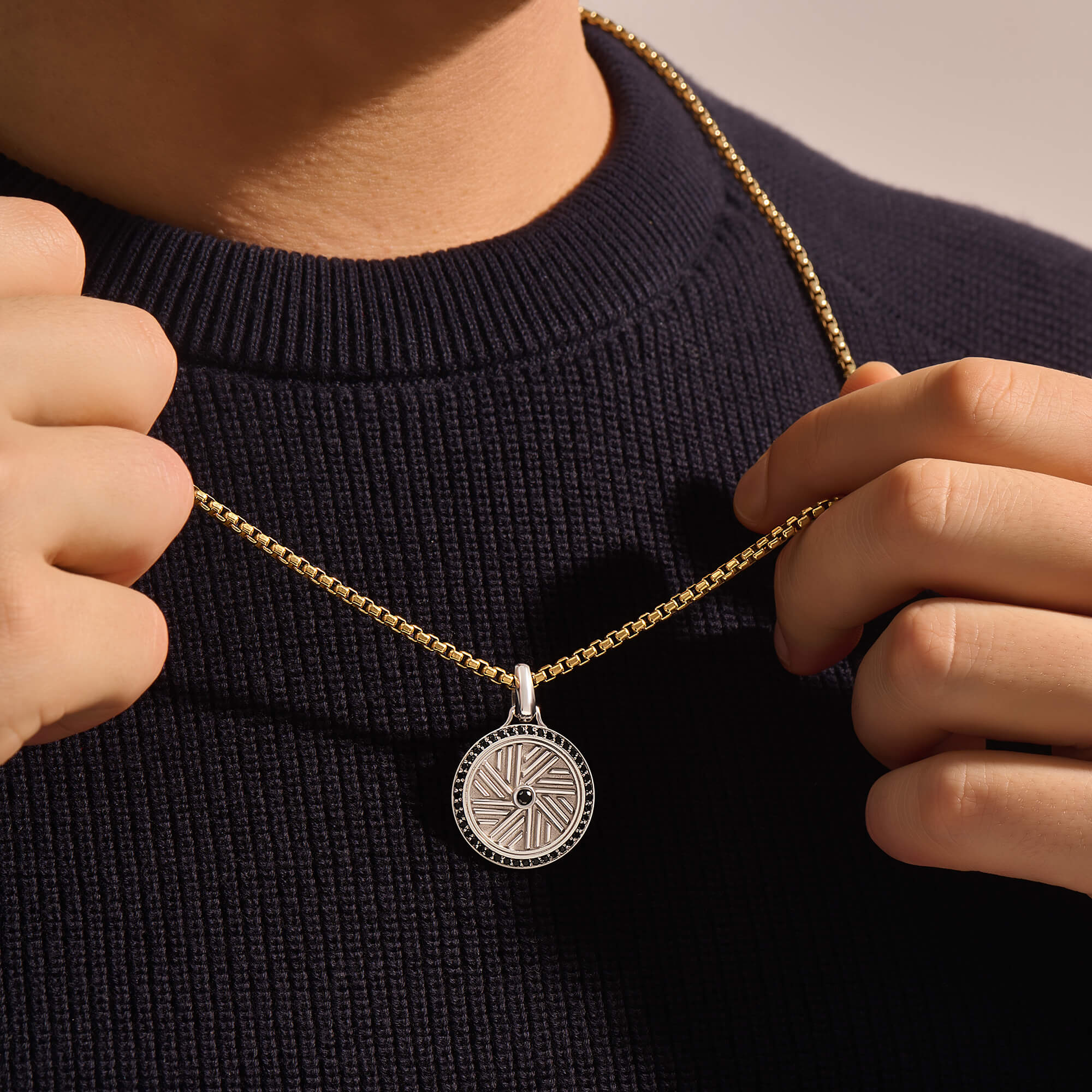 Men's Millstone Pendant in Real Gold