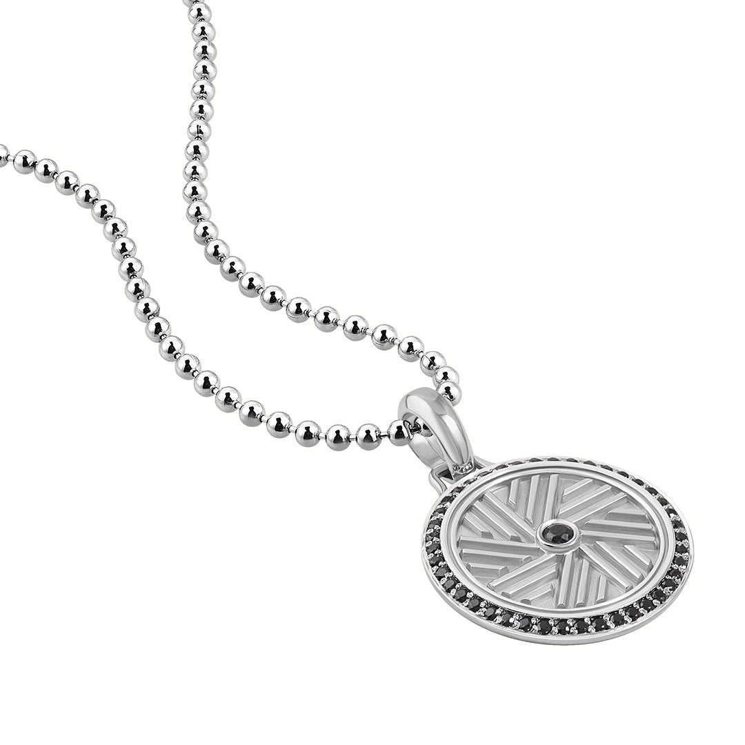 925 Sterling Silver 0.21 carat Black Diamond Millstone-Inspired Pendant for Men