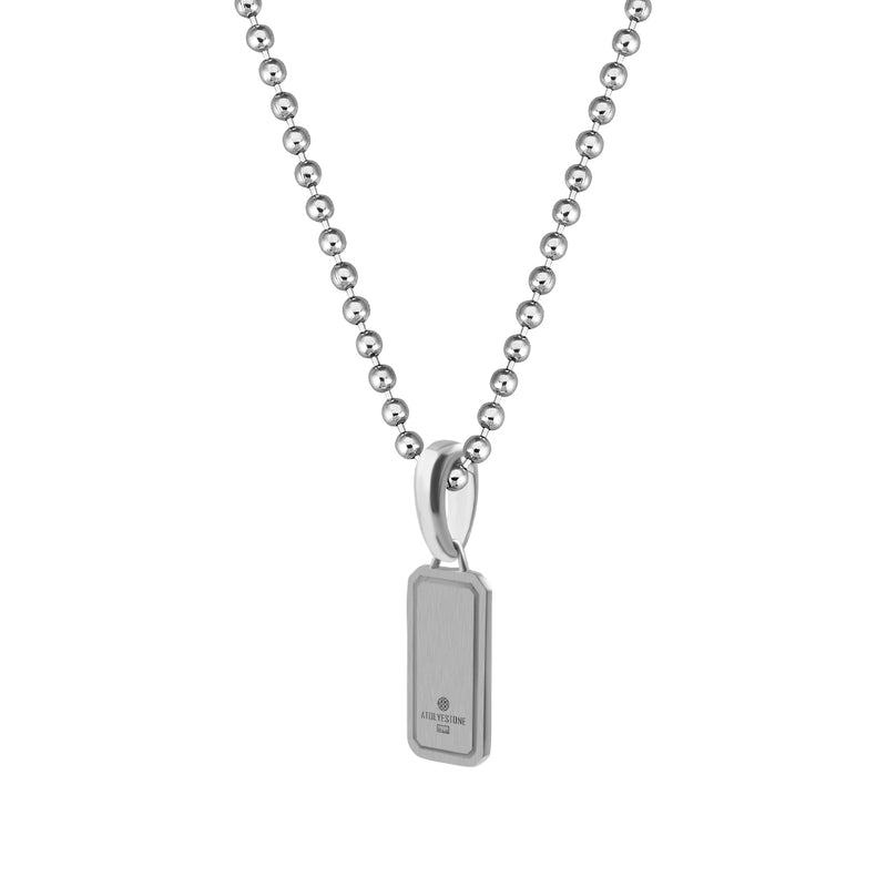 Men's Minimal Paved Tag Pendant in Solid Silver