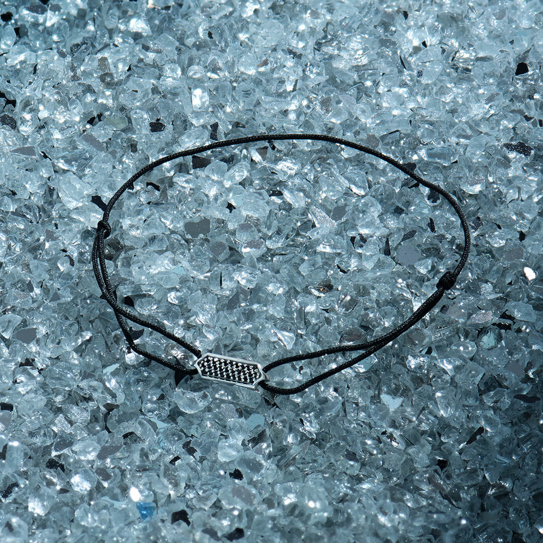 Men's Minimal Tag Macrame Bracelet in Sterling Silver