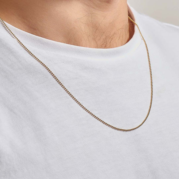 Solid Gold Minimalist Ball Chain Necklace