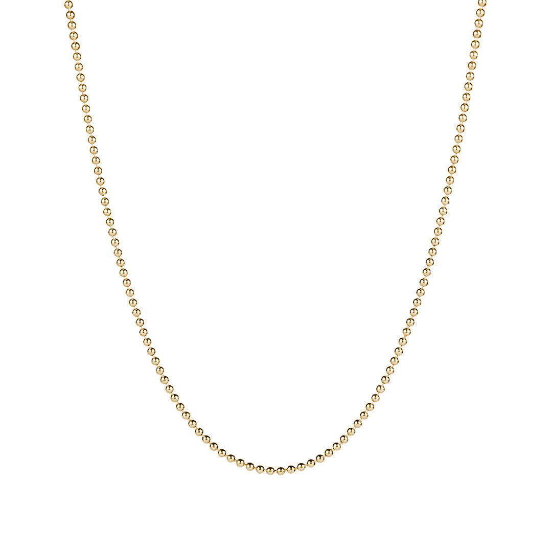 14K Solid Yellow Gold Minimalist Ball Chain Necklace