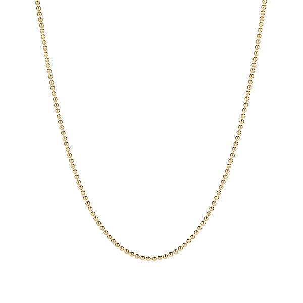 14K Solid Yellow Gold Minimalist Ball Chain Necklace
