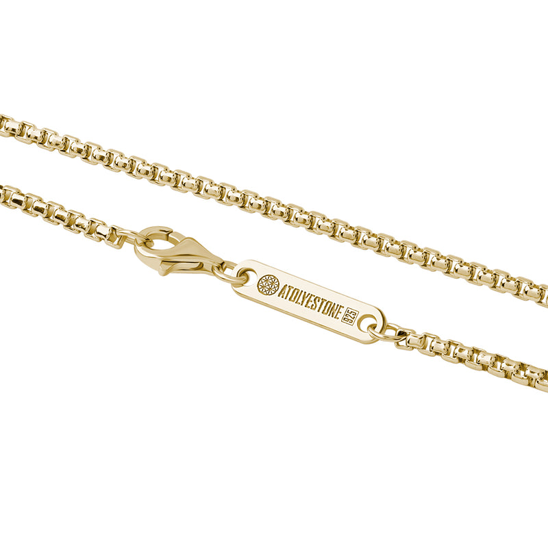 Men's 925 Sterling Silver 2mm Box Chain Bracelet - Yellow Gold