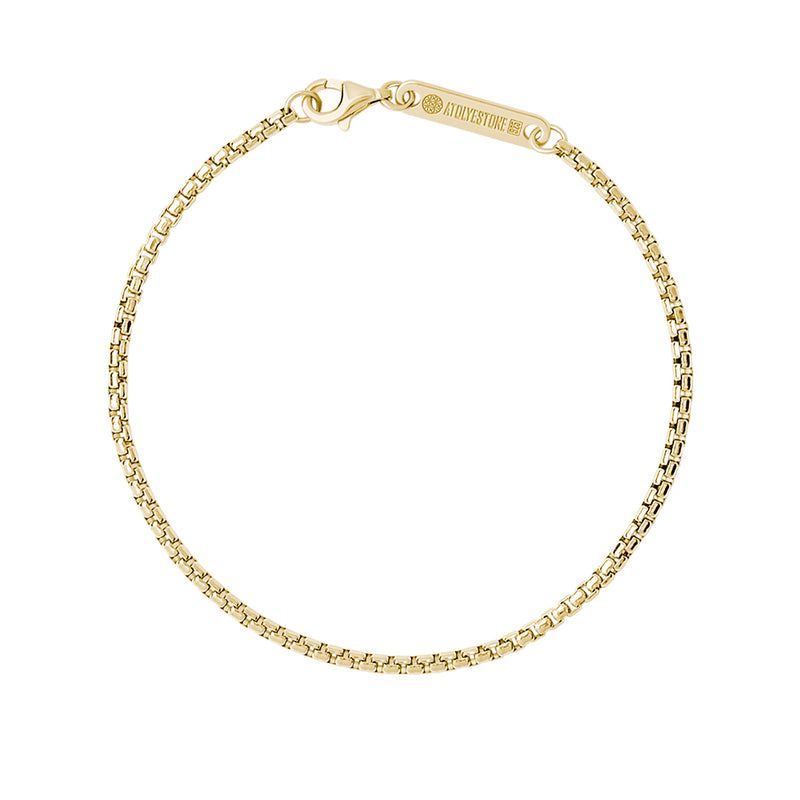 Men's 925 Sterling Silver Box Chain Bracelet - Yellow Gold