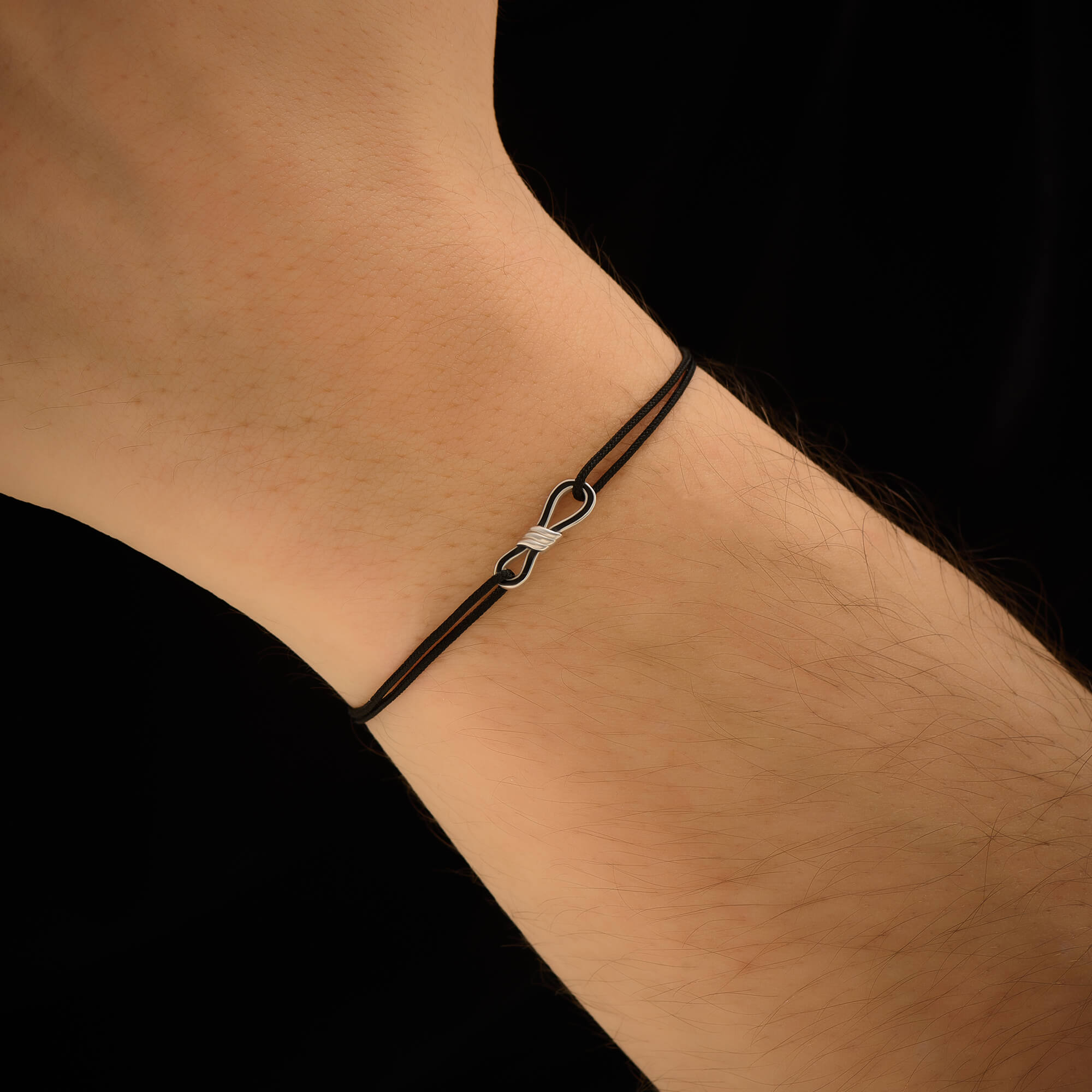 Men's 925 Solid Silver Minimalist Enamel Knot Macrame Bracelet