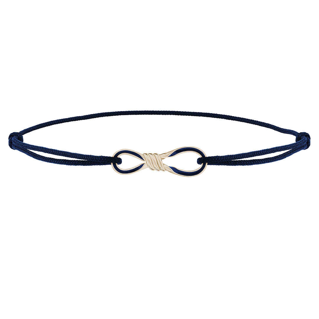 Minimalist Enamel Infinity Knot Macrame Bracelet in 925 Sterling Silver - Blue Yellow