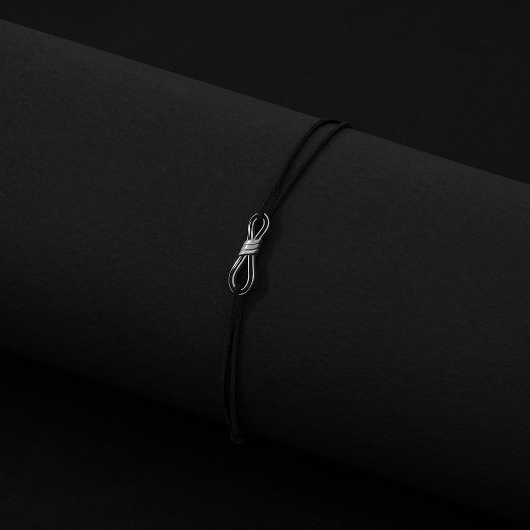 925 Sterling silver Minimalist Enamel Infinity Knot Macrame Bracelet