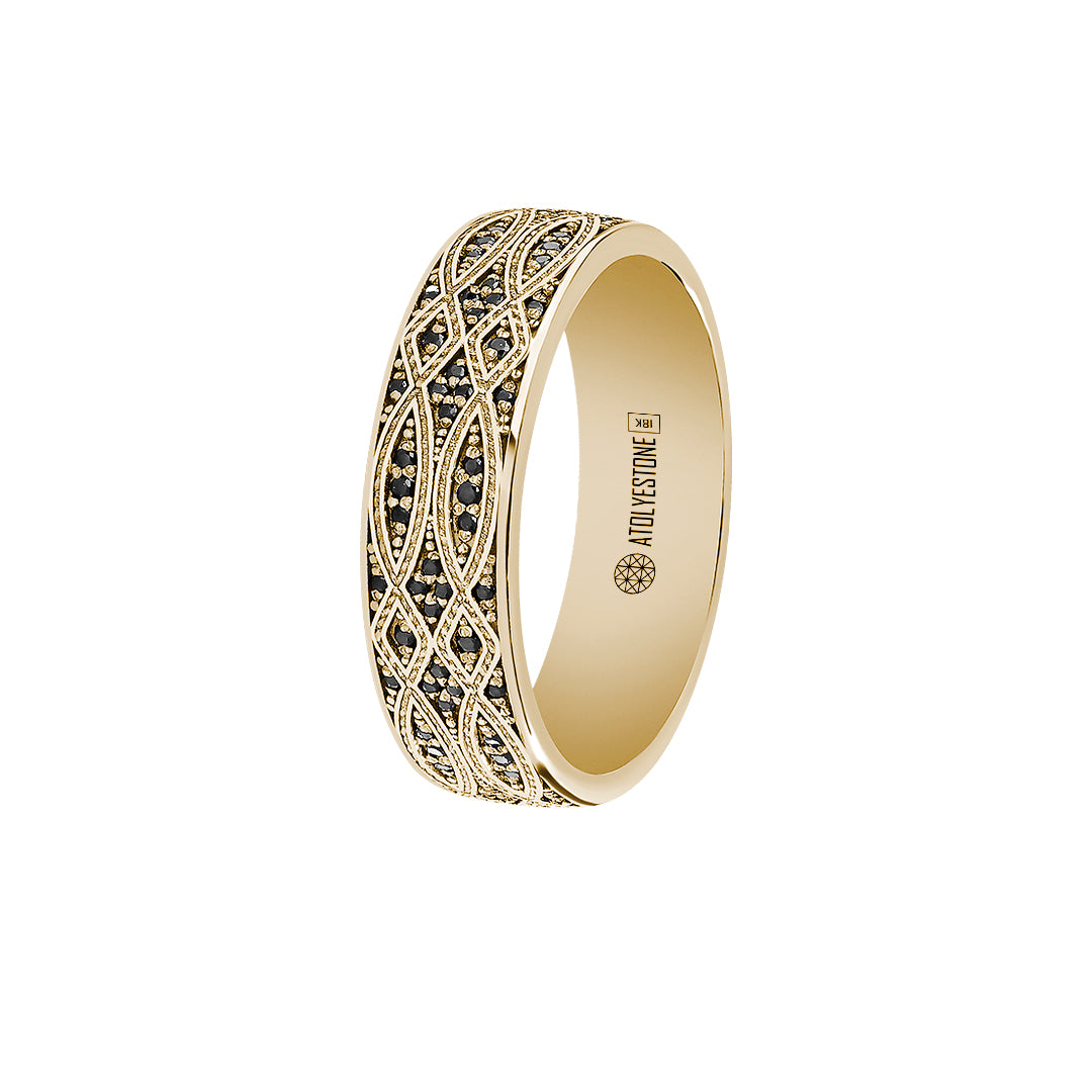 Minimalist Diamond Pave Band Ring in Solid Gold
