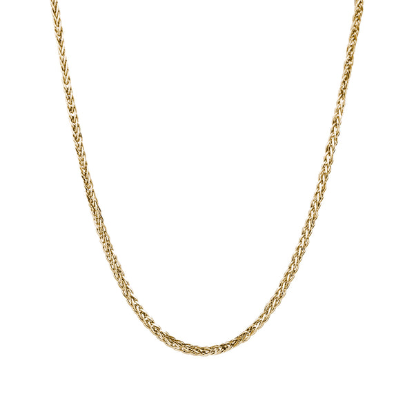 Men's Wheat Chain Necklace in 14k Solid Yellow Gold