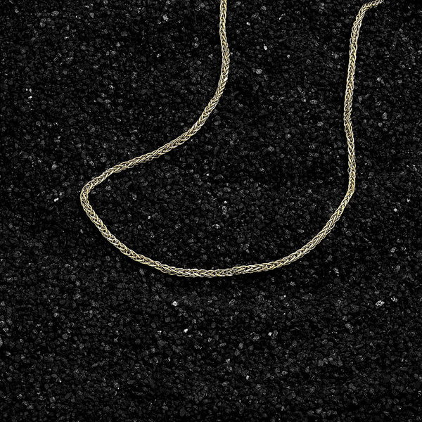 Men's Wheat Chain Necklace in 14k Solid Gold