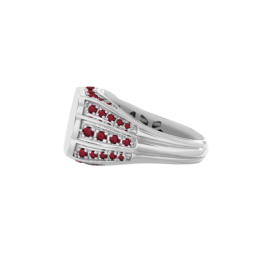 Solid Silver Monarch Signet Ring Paved Ruby
