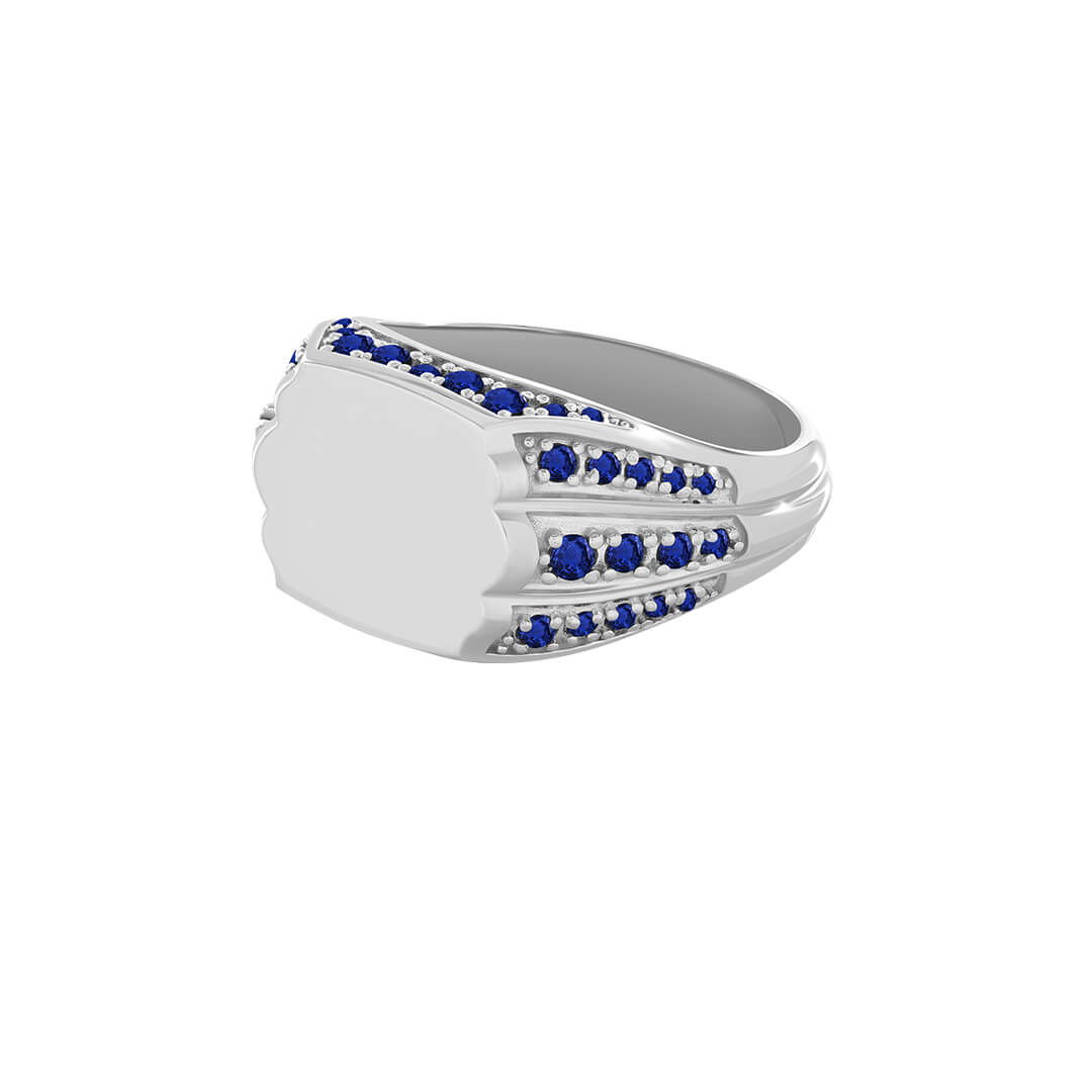 Monarch Signet Ring in 925 Sterling Silver Paved Sapphire