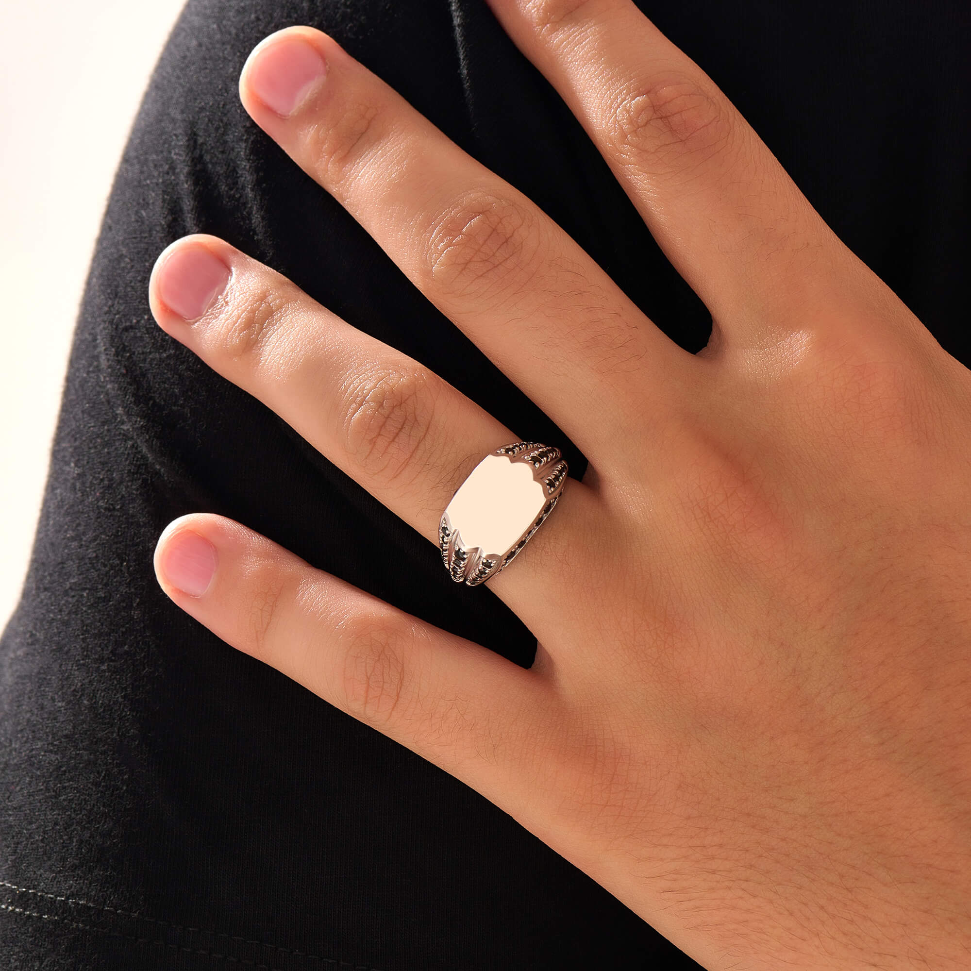 Men's Monarch Signet Ring in Solid Silver 