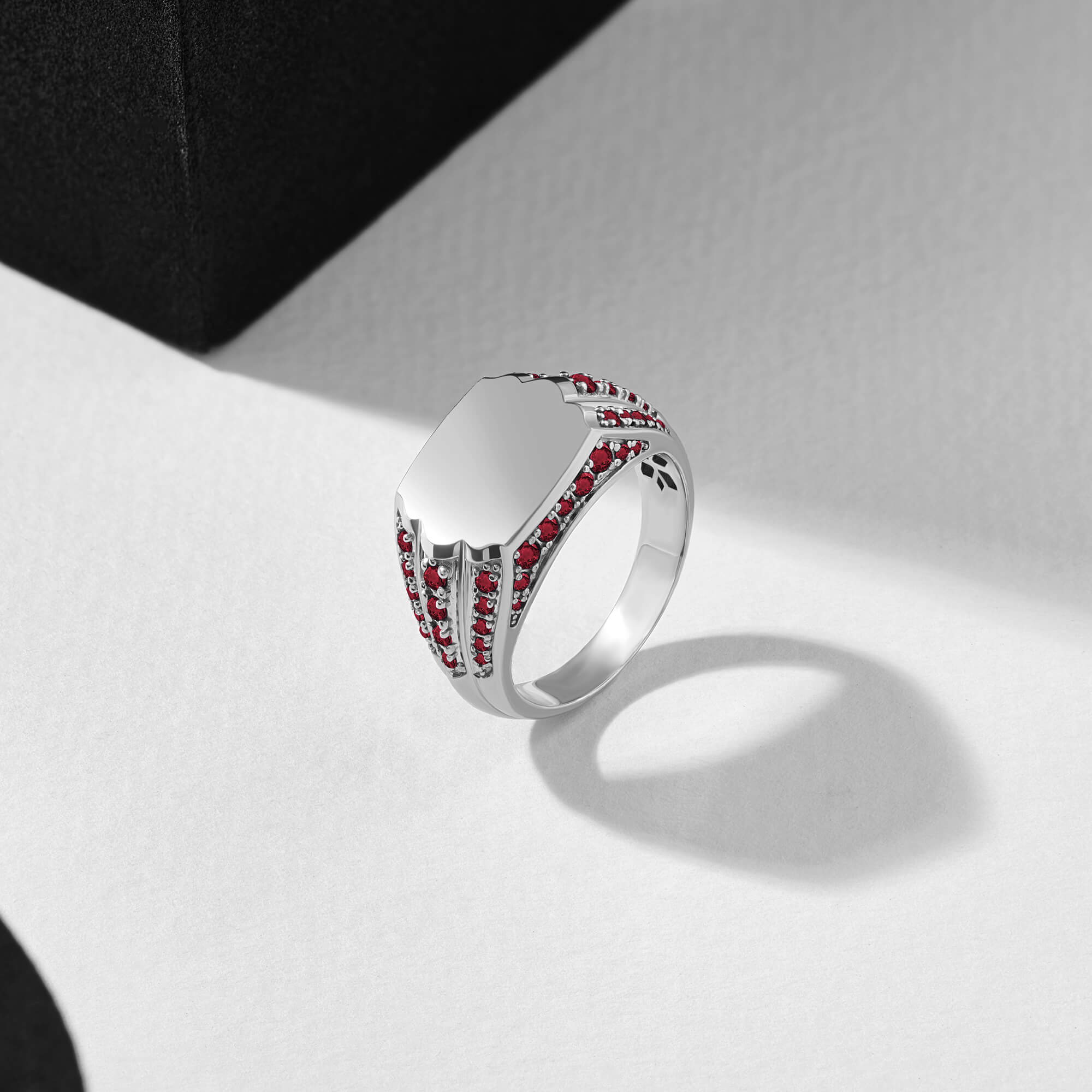 Paved Monarch Solid Silver Signet Ring