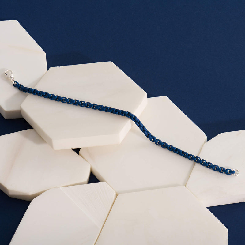 Atolyestone Box Chain Bracelet in Navy for Men
