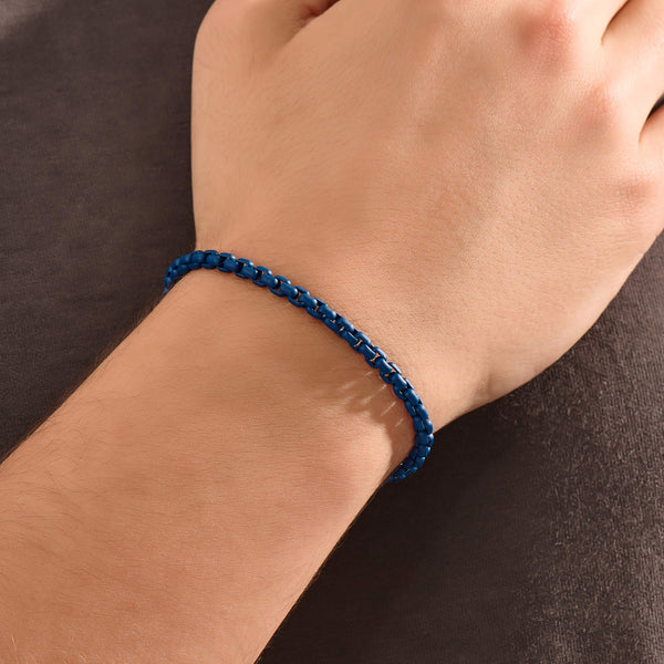 Box Chain Bracelet in Navy for Men
