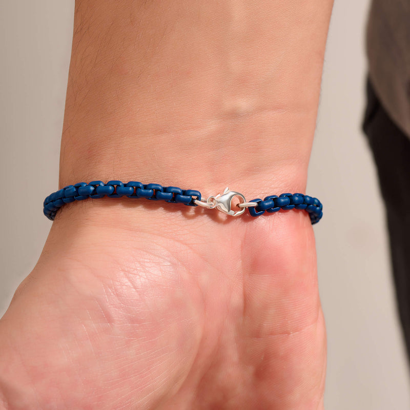 Men's Navy Colored Box Chain Bracelet