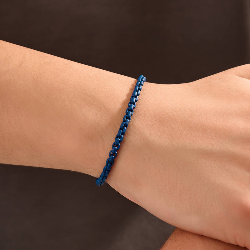 Atolyestone Men's Navy Ceramic Box Chain Bracelet