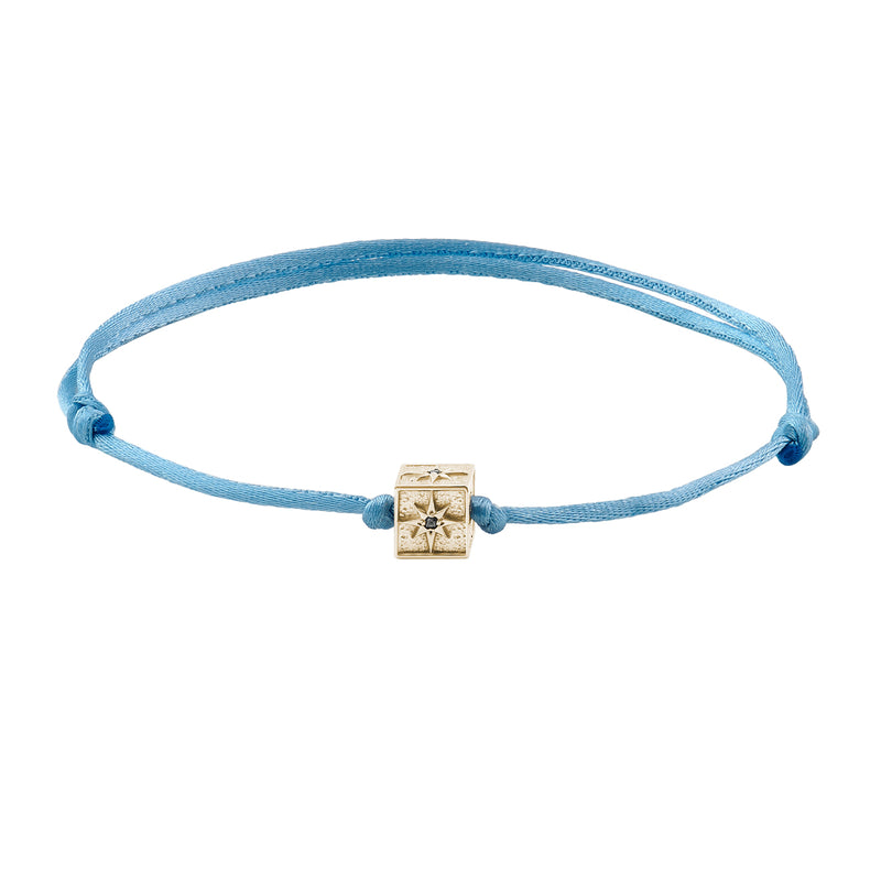 Solid Gold North Star Charm Macrame Bracelet - Yellow Gold & Turquoise