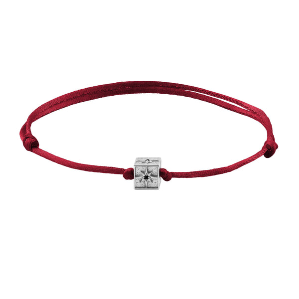 925 Sterling Silver North Star Charm Red Macrame Bracelet