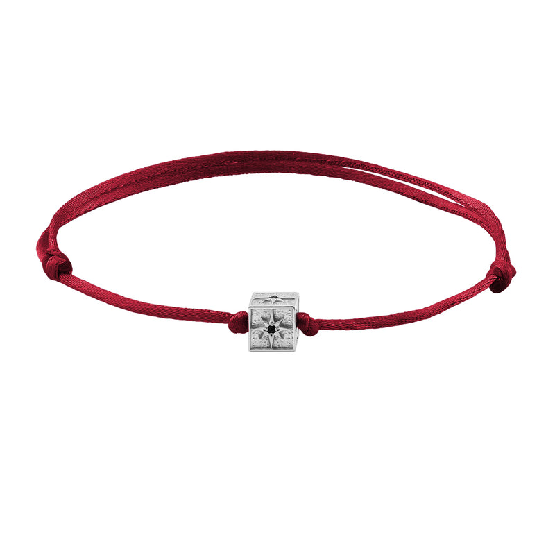 925 Sterling Silver North Star Charm Red Macrame Bracelet