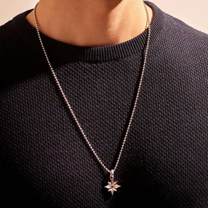 Men's North Star Pendant in 925 Sterling Silver