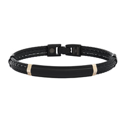 Men's Obsidian Steel Cable Bracelet