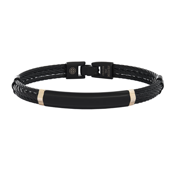 Men's Obsidian Steel Cable Bracelet
