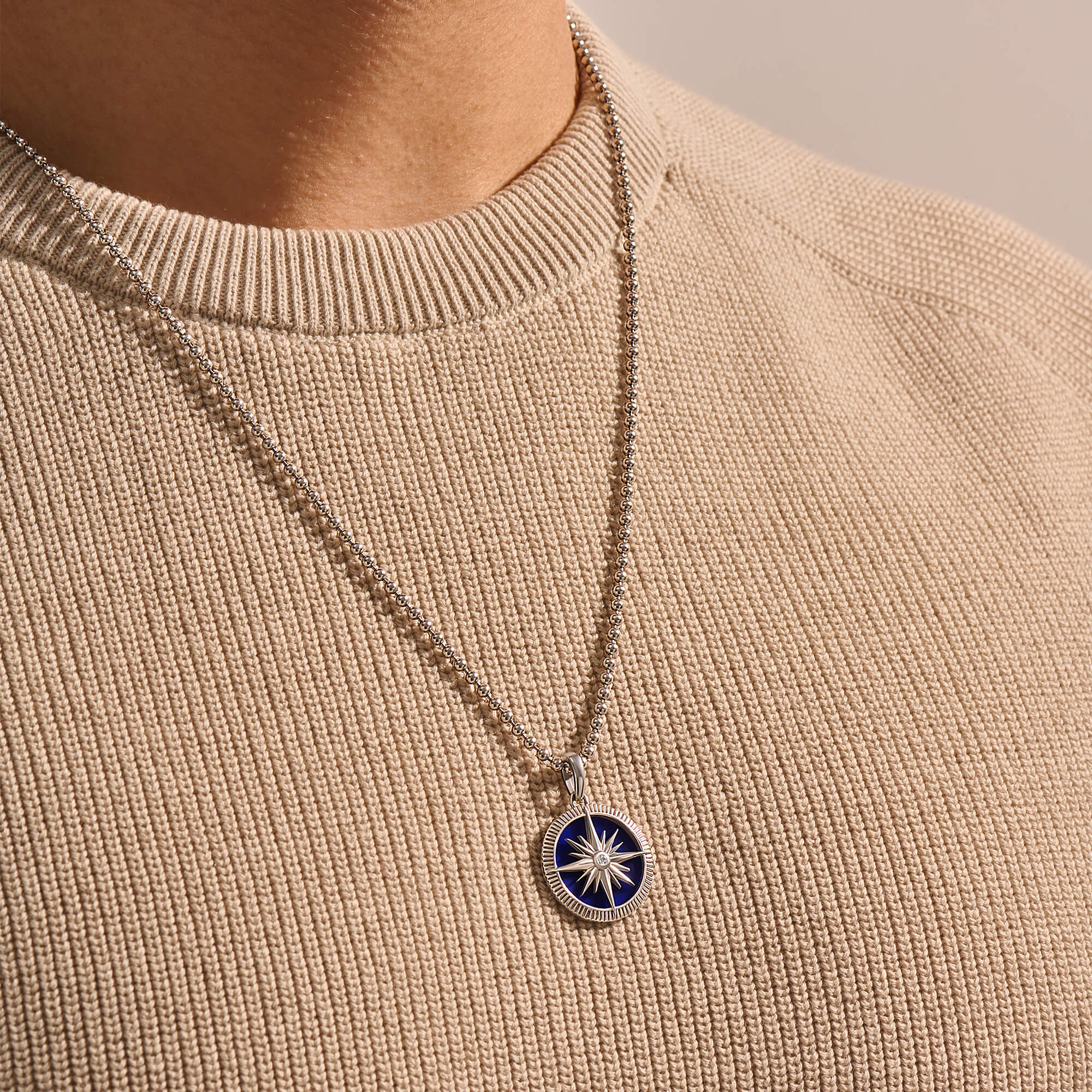 Ocean Compass Pendant in Solid Gold