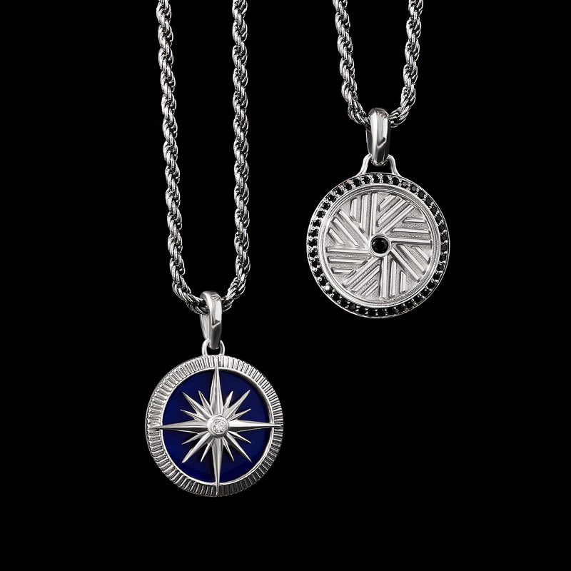 Ocean Compass Pendant in 925 Sterling Silver
