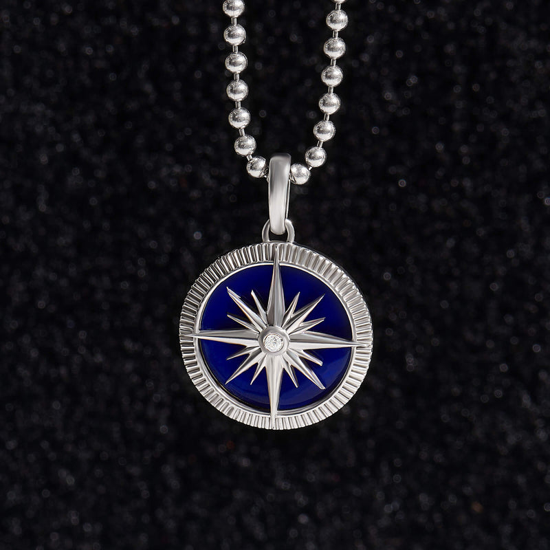 Ocean Compass Pendant in Silver
