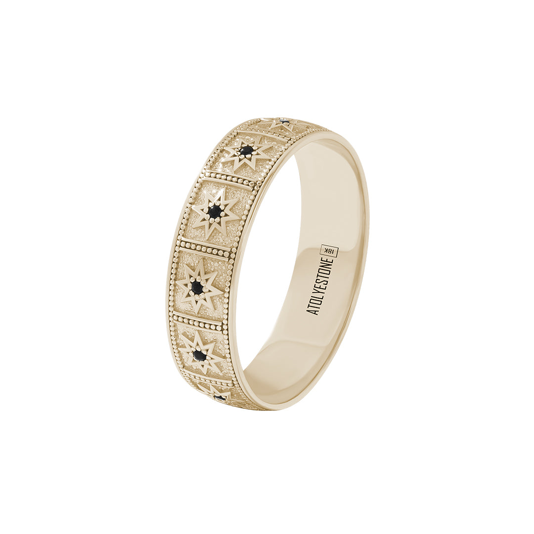 Solid Gold Octagram Star Band