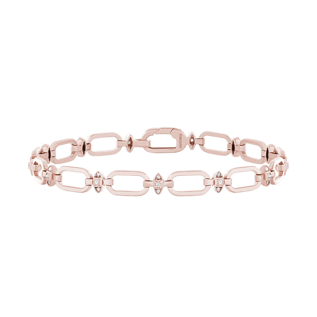 Open Link Chain Bracelet in Solid Rose Gold
