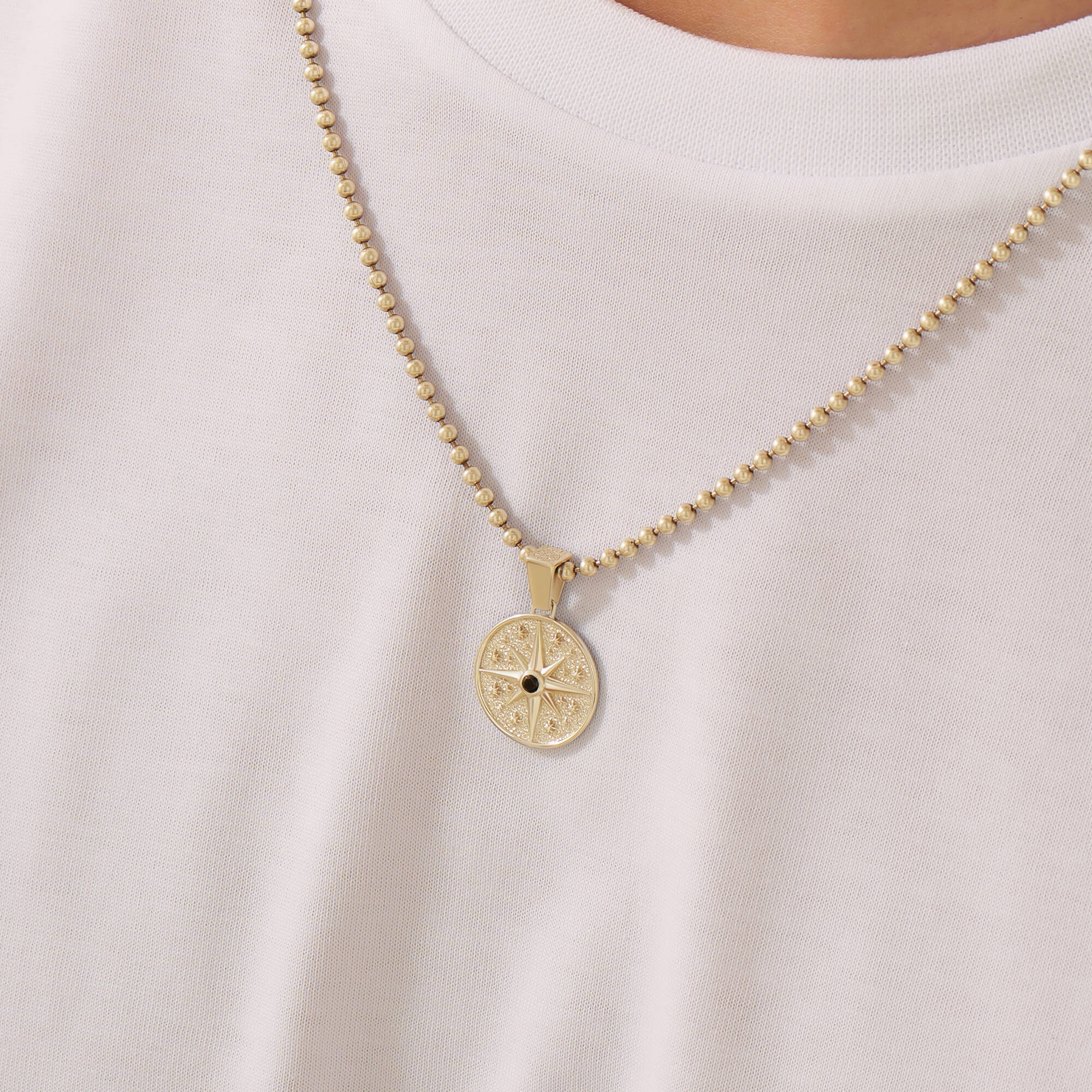 Men's Solid Gold Orbit Compass Pendant