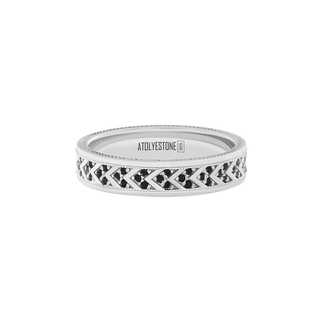 Pave Chevron Band Ring in 925 Sterling Silver - Pave Cubic Zirconia