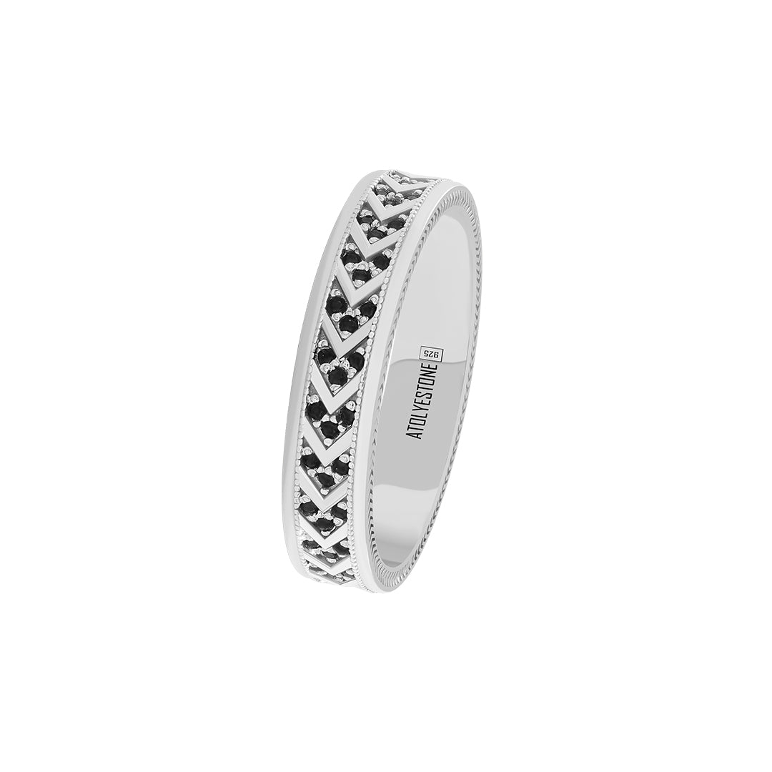 Sterling Silver Pave Chevron Band