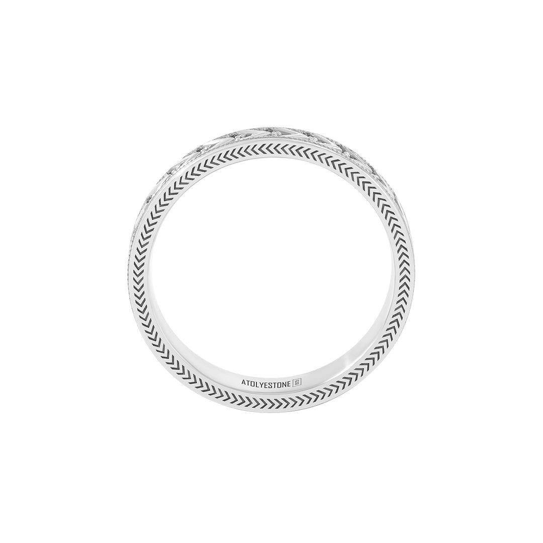 Chevron Band Ring in 925 Sterling Silver Paved with Cubic Zirconia