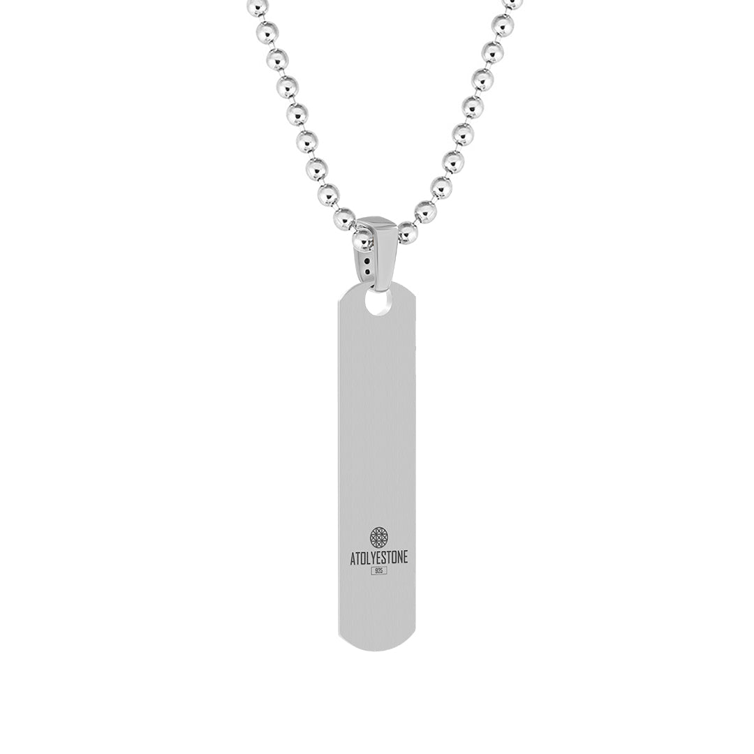 Silver Pave Chevron Samurai Tag Pendant