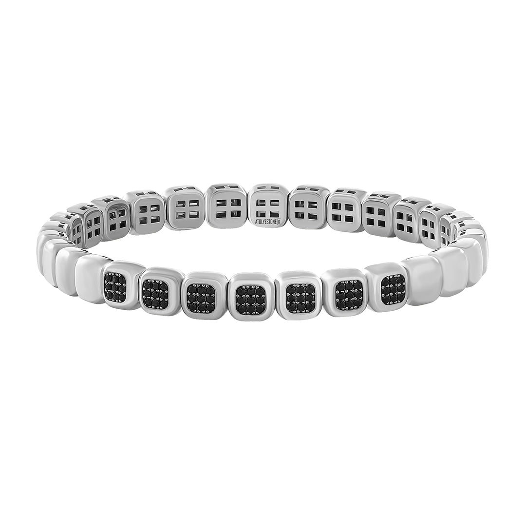 Pave Cube Bangle Bracelet in Silver - Pave Cubic Zirconia