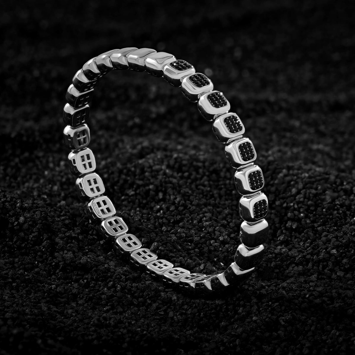 Solid Silver Pave Cube Bangle