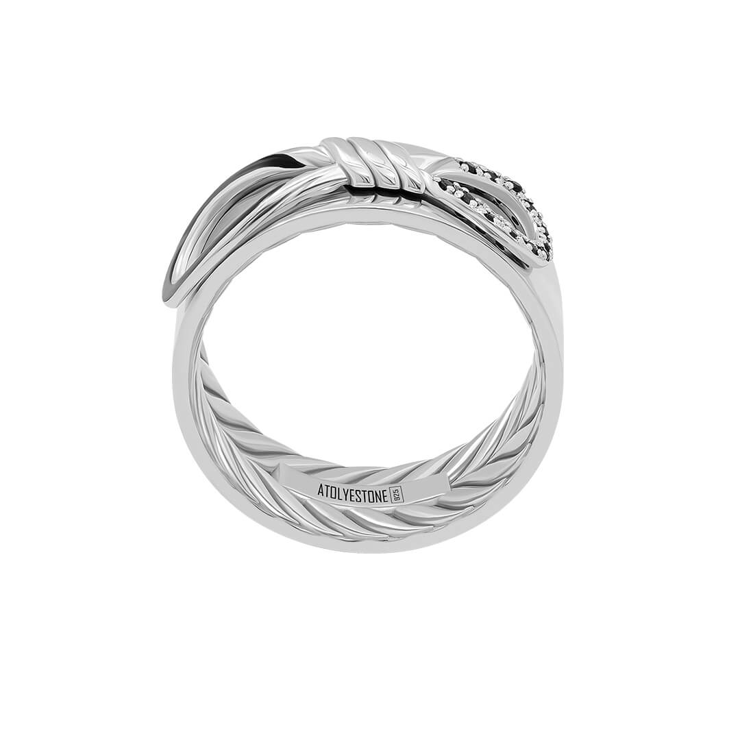 Atolyestone Pave Enamel Infinity Knot Ring in Silver