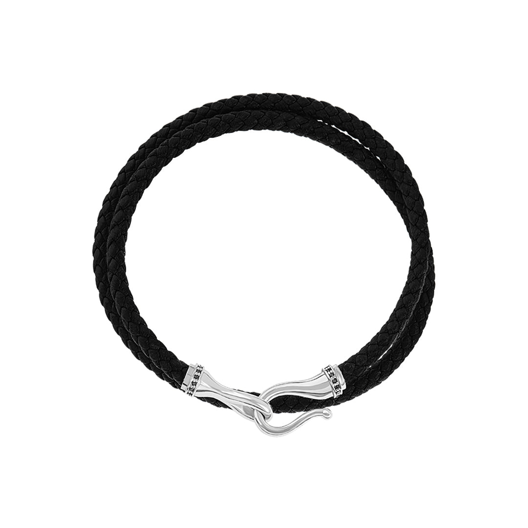Men's Paved Leather Wrap Bracelet