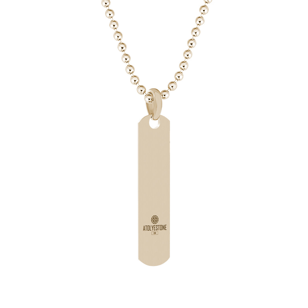 Solid Yellow Gold Pave Helix Samurai Tag Pendant