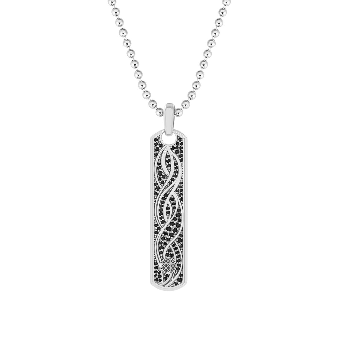 Pave Helix Samurai Tag Pendant in 925 Sterling Silver - Pave Cubic Zirconia
