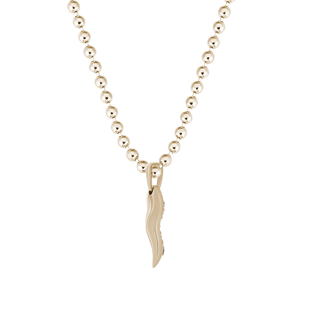 Solid Gold Pave Horn Pendant Back